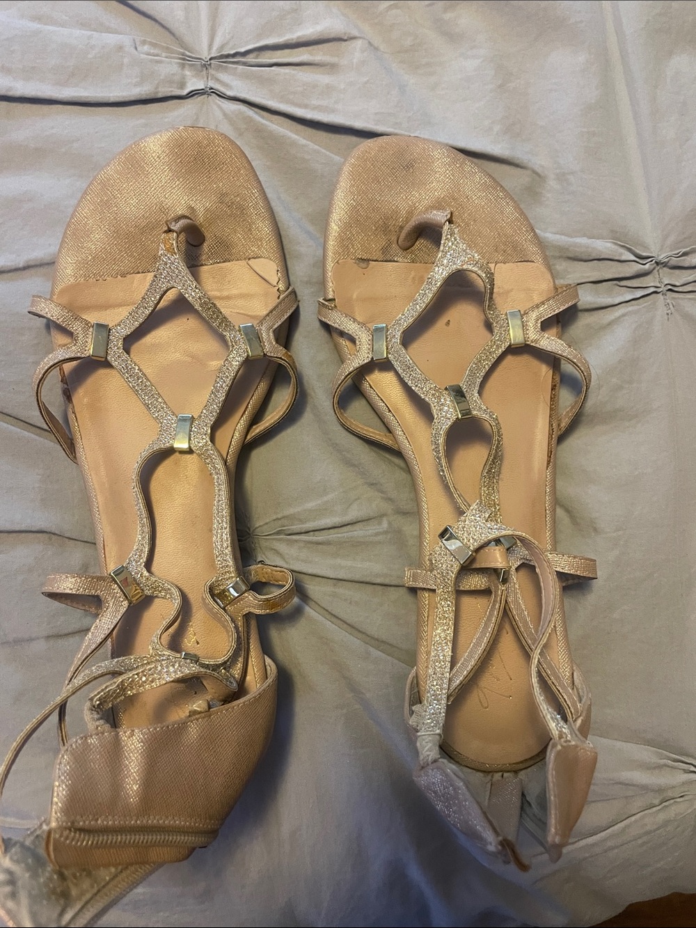 Thalia Sodi Rose Gold Strappy Flat Sandals
